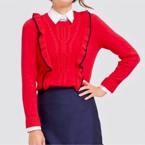 Draper James Red Ruffle Cashmere Blend Sweater